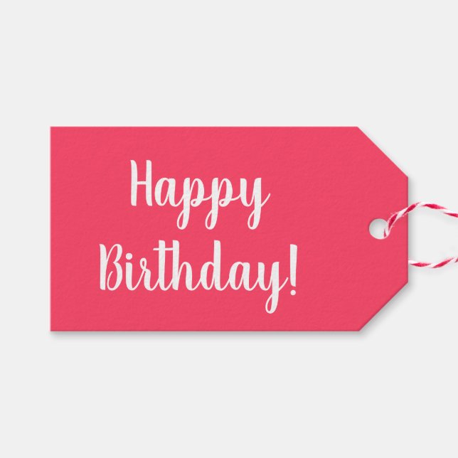 Étiquettes-cadeau Birthday Modern Pink Typography (Devant (Horizontal))