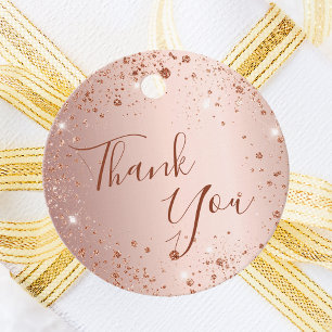 Étiquettes Cadeau Birthday rose gold glitter dust thank you