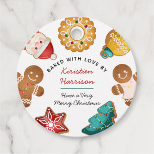 Étiquettes Cadeau Biscuits de Noël au gingembre personnalisés pour l