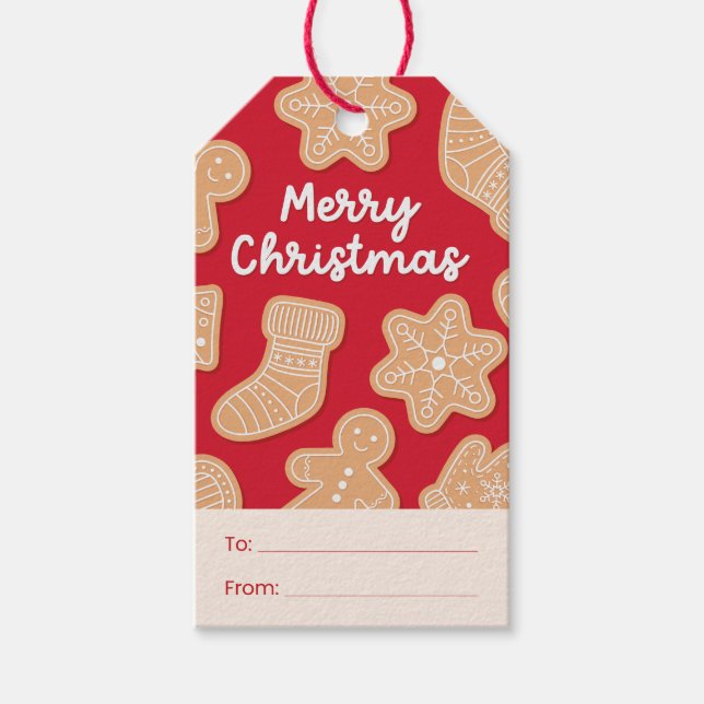 Étiquettes-cadeau Biscuits de pain d'épice de Noël doux (Devant)