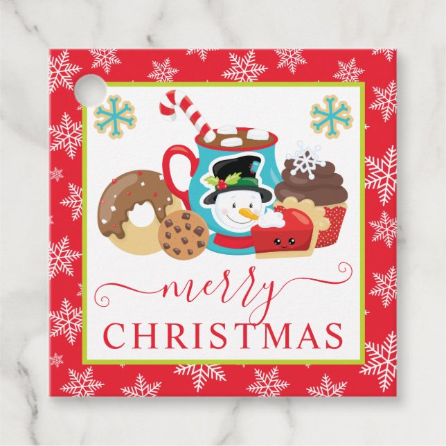 Étiquettes Cadeau Biscuits d'hiver et cacao Noël (Devant)