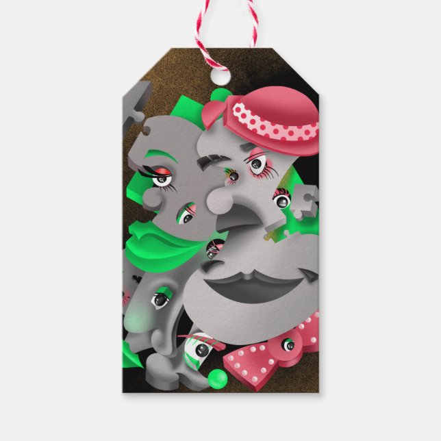 Étiquettes-cadeau Bits et pièces - Surreal Puzzle Face Balise cadeau (Devant)
