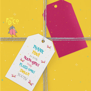 Étiquettes-cadeau Bizarre à dents et rose Pop Magie