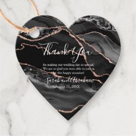 Étiquettes Cadeau Black Agate Rose Gold Parties scintillant Mariage