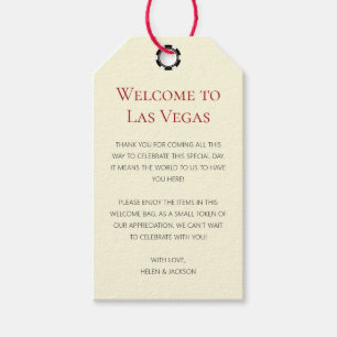 Étiquettes-cadeau Black And Cream Bienvenue à Las Vegas Mariage