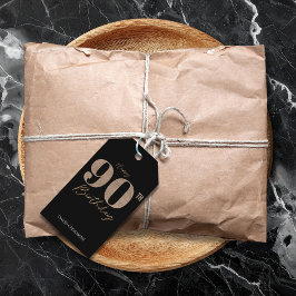 Étiquettes-cadeau Black and Gold Glitter Numeral 90th Birthday 