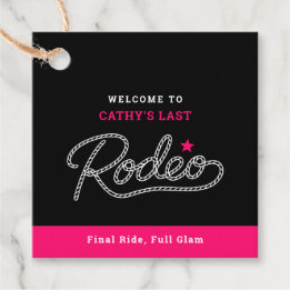 Étiquettes Cadeau Black and Hot Pink Last Rodeo Bachelorette Party