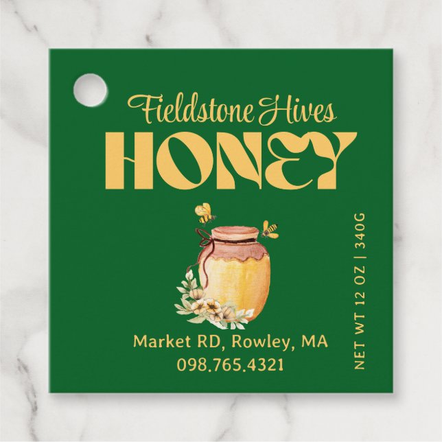 Étiquettes Cadeau Black Bee Honey Label Metallic Gold Text  (Devant)