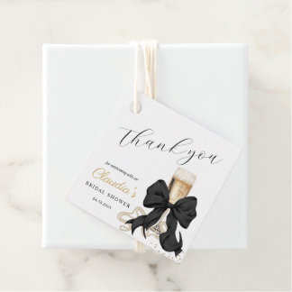 Étiquettes Cadeau Black Bow & Pearls Bridal Shower Thank you 