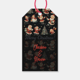 Étiquettes-cadeau Black Christmas Santa Snowman vintage Gift Tag