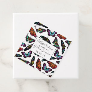 Étiquettes Cadeau Black Colorful Butterflies