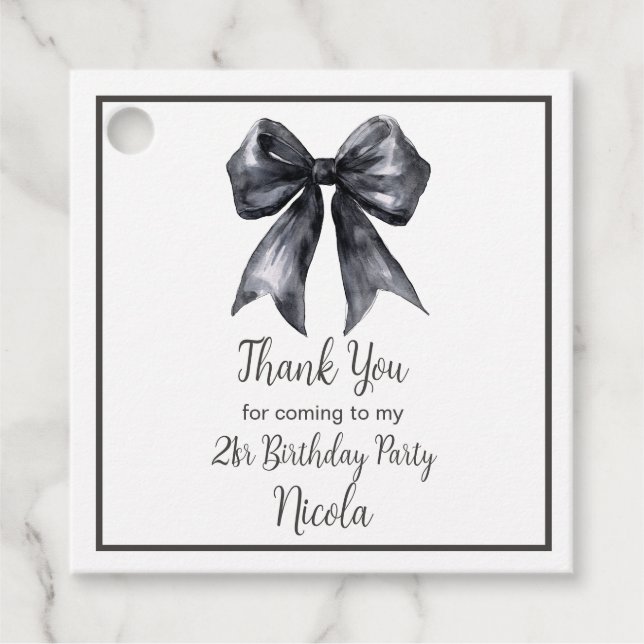 Étiquettes Cadeau Black Coquette Bow Birthday (Devant)