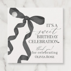 Étiquettes Cadeau Black Coquette Bow Girl Birthday Party