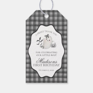 Étiquettes-cadeau Black En vichy Little Boo Fantôme Anniversaire Fav