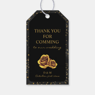 Étiquettes-cadeau Black Et Gold Stars Goth Motif