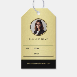 Étiquettes-cadeau Black & gold design, Logo or Photo business price