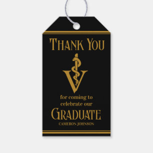 Étiquettes-cadeau Black Gold Vétérinaire de l'école de diplômés