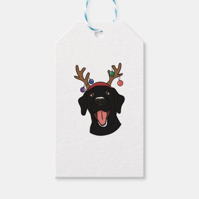 Étiquettes-cadeau Black Lab de Christmas (Devant)