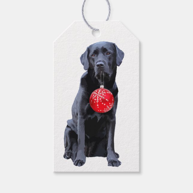 Étiquettes-cadeau Black Lab Holiday - Labrador Christmas - Black Lab (Devant)