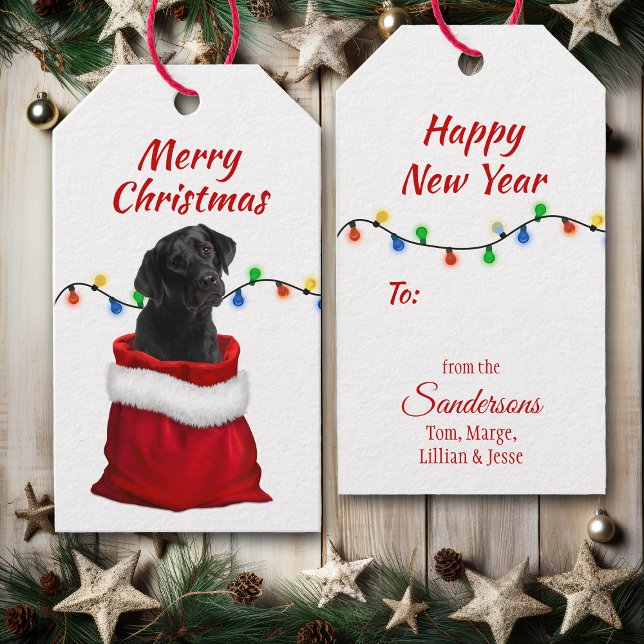 Étiquettes-cadeau Black Labrador Retriever Puppy dans le sac Père No (Créateur téléchargé)