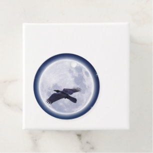 Étiquettes Cadeau Black Raven Pleine lune Ciel nocturne