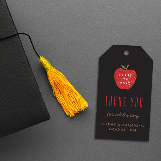 Étiquettes-cadeau Black Red Apple Graduation Party Favor Gift Tag