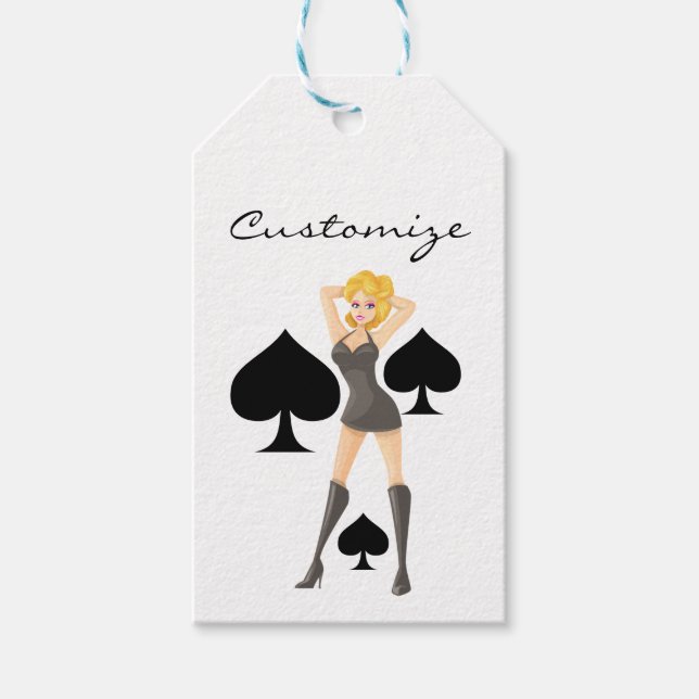 Étiquettes-cadeau Black Spades Blonde Queen Thunder_Cove (Devant)