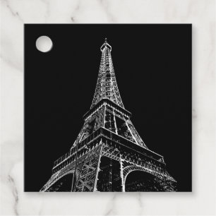 Étiquettes Cadeau Black White Eiffel Tour Paris Voyage Vintage