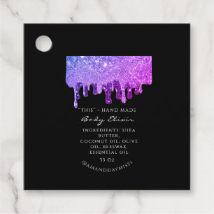 Étiquettes Cadeau Black White Rose violet Parties scintillant Driver