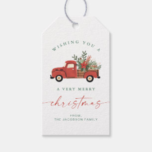 Étiquettes-cadeau BLAIR Arbre de Noël Rouge Scandinave Voiture