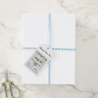 Étiquettes-cadeau Blanc avec anneaux Mariages en argent