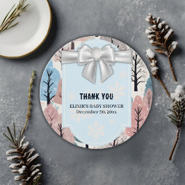 Étiquettes Cadeau  blanc Baby shower de la forêt d'hiver