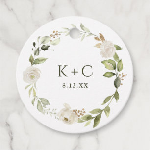 Étiquettes Cadeau Blanc Floral Botanique Mariage de verdure