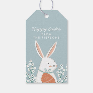 Étiquettes-cadeau Blanc Mignonne Bunny Joyeux Famille de Pâques