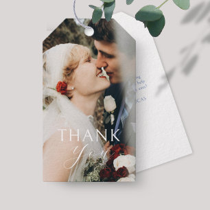 Étiquettes-cadeau BLANCHE Merci de Mariage photo Couple