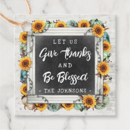 Étiquettes Cadeau Blessé Rustique Thanksgiving Sunflower Citrouilles