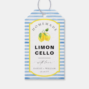 Étiquettes-cadeau Bleu Aquarelle Stripe Limoncello Favoriser