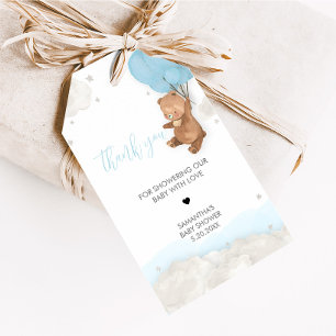 Étiquettes-cadeau Bleu Bearly Wait Baby shower Favoriser la balise
