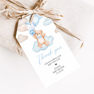 Étiquettes-cadeau Bleu Bébé Ours Balloon Baby shower Favoriser Tags