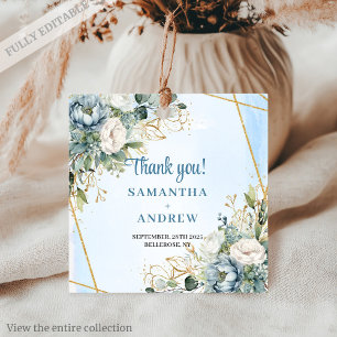 Étiquettes Cadeau Bleu bleu bleu bleu bleu blanc floral Parties scin