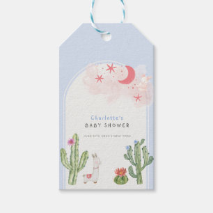 Étiquettes-cadeau Bleu Boho Arch Cactus Jouets Baby shower garçon
