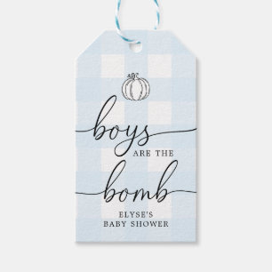 Étiquettes-cadeau Bleu Citrouille de automne En vichy Bombe de bain 
