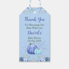 Étiquettes-cadeau Bleu Citrouille Merci Baby shower Favoriser Tags