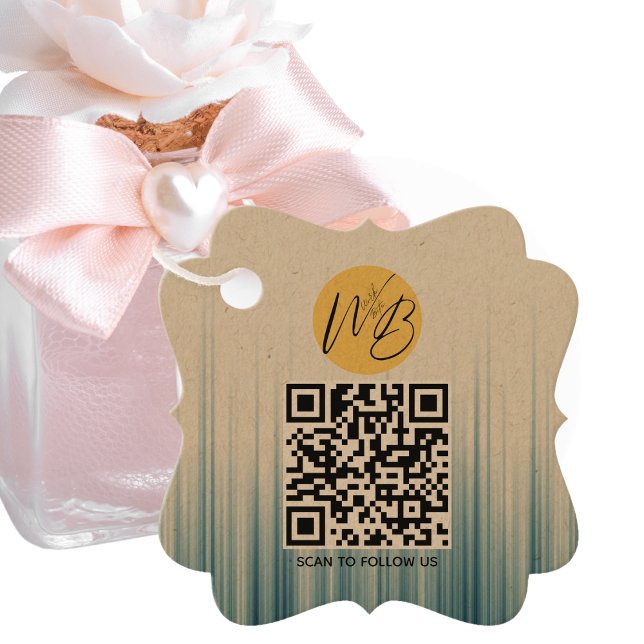 Étiquettes Cadeau Bleu clair rétro Balises d'emballage du code Qr d' (Créateur téléchargé)