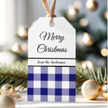 Bleu Classique à Carreaux Joyeux Noël
