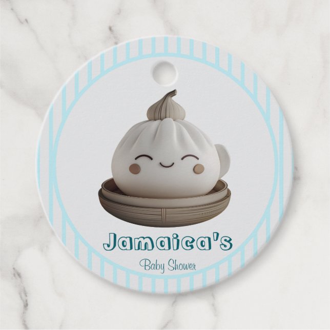 Étiquettes Cadeau Bleu Cute Dumpling Baby shower Favoriser les étiqu (Devant)