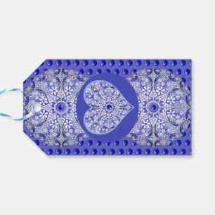 Étiquettes-cadeau Bleu de dentelle en céramique de Grèce