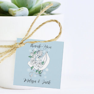 Étiquettes Cadeau Bleu des flocons de neige du dragon blanc d'hiver