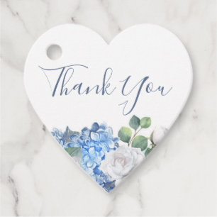 Étiquettes Cadeau Bleu Dusty Floral Verdure Amour Coeur Mariage