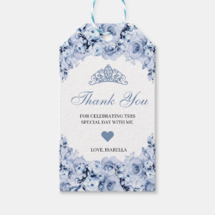 Étiquettes-cadeau Bleu Dusty Merci Floral